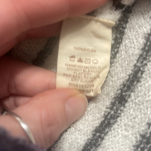 Hem & Thread white with black stripes sweater V front & back neck, SUPER SOFT - Picture 3 of 7